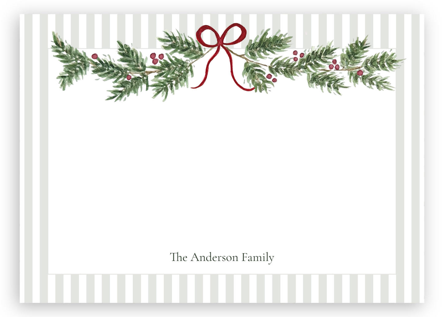 Mistletoe & Holly Stationery Set - Green Stripes