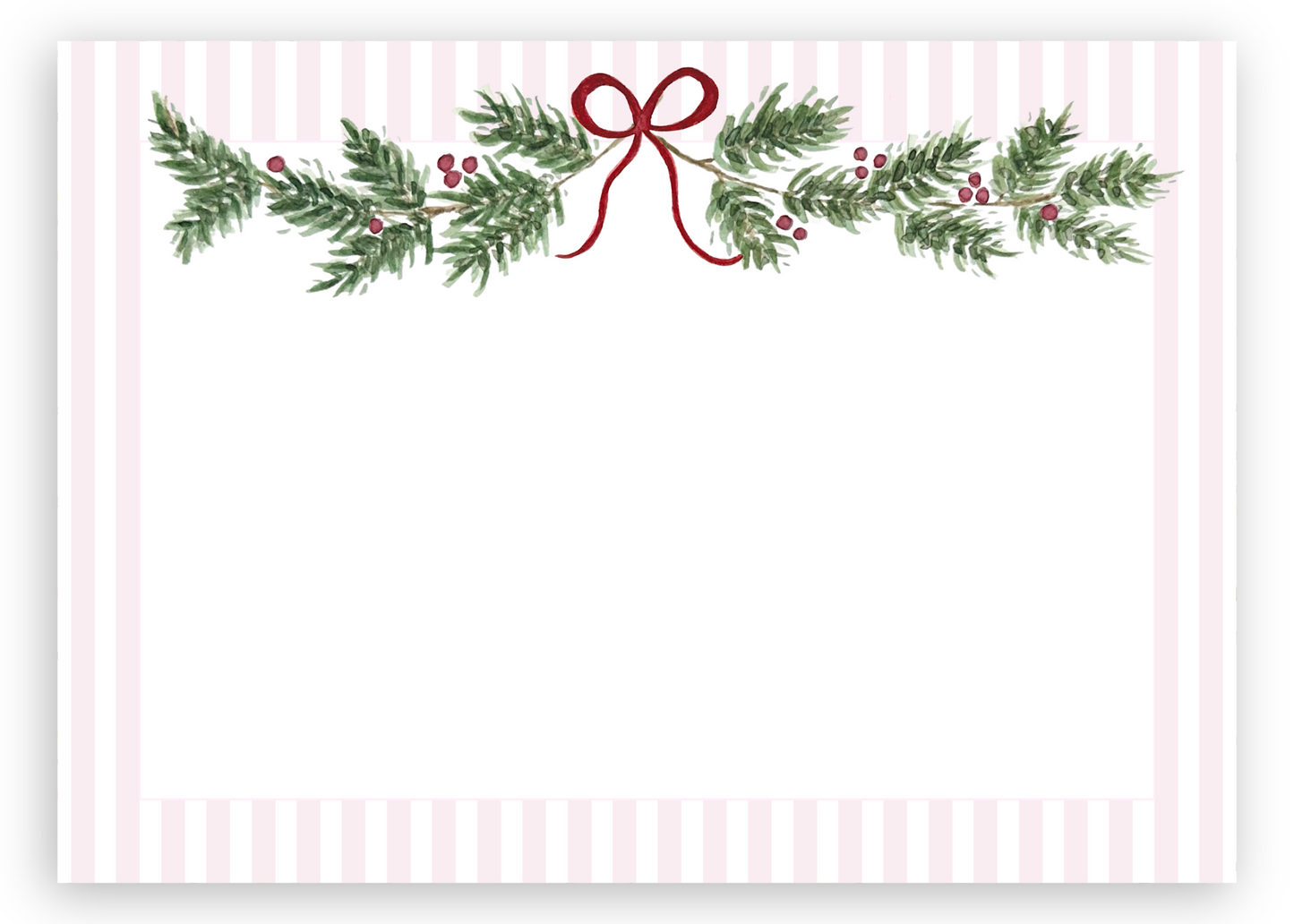 Mistletoe & Holly Stationery Set - Pink Stripes