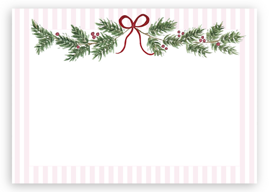 Mistletoe & Holly Stationery Set - Pink Stripes
